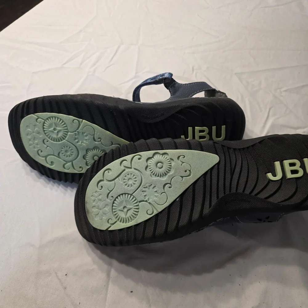 JBU by Jambu Comfort Shoes Womens Navy Mary Jane Flats Floral Cutout Memory Foam